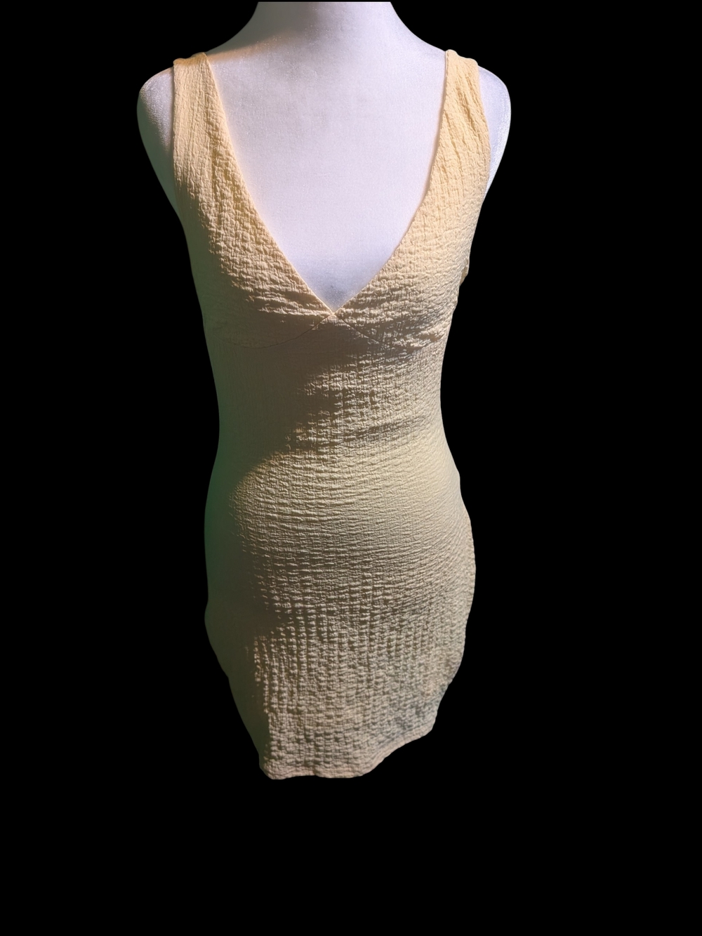Sleeveless Cream Textured Mini Dress